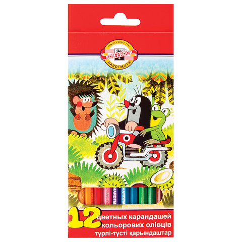 Карандаши цветные KOH-I-NOOR "Крот", 12 цветов, грифель 3,2 мм, заточенные, европодвес, 3652012026KS