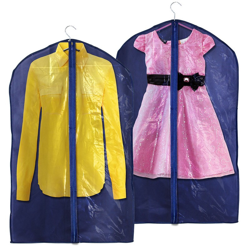 Чехол для одежды воздухопроницаемый материал, синий  90х60 см 5515