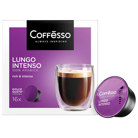 Кофе в капсулах COFFESSO "Lungo Intenso" для кофемашин Dolce Gusto, 16 порций,