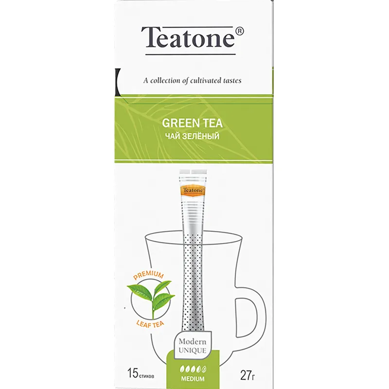 Чай Teatone зеленый в металл.стике 15шт/уп.