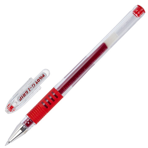Ручка гелевая с грипом PILOT "G-1 Grip", КРАСНАЯ, корпус прозрачный, узел 0,5 мм, линия письма 0,3 мм, BLGP-G1-5, BLGP-G1-5