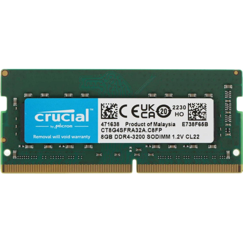 Модуль памяти Crucial by Micron DDR4 8GB 3200MHz SODIMM CL22(CT8G4SFRA32A)