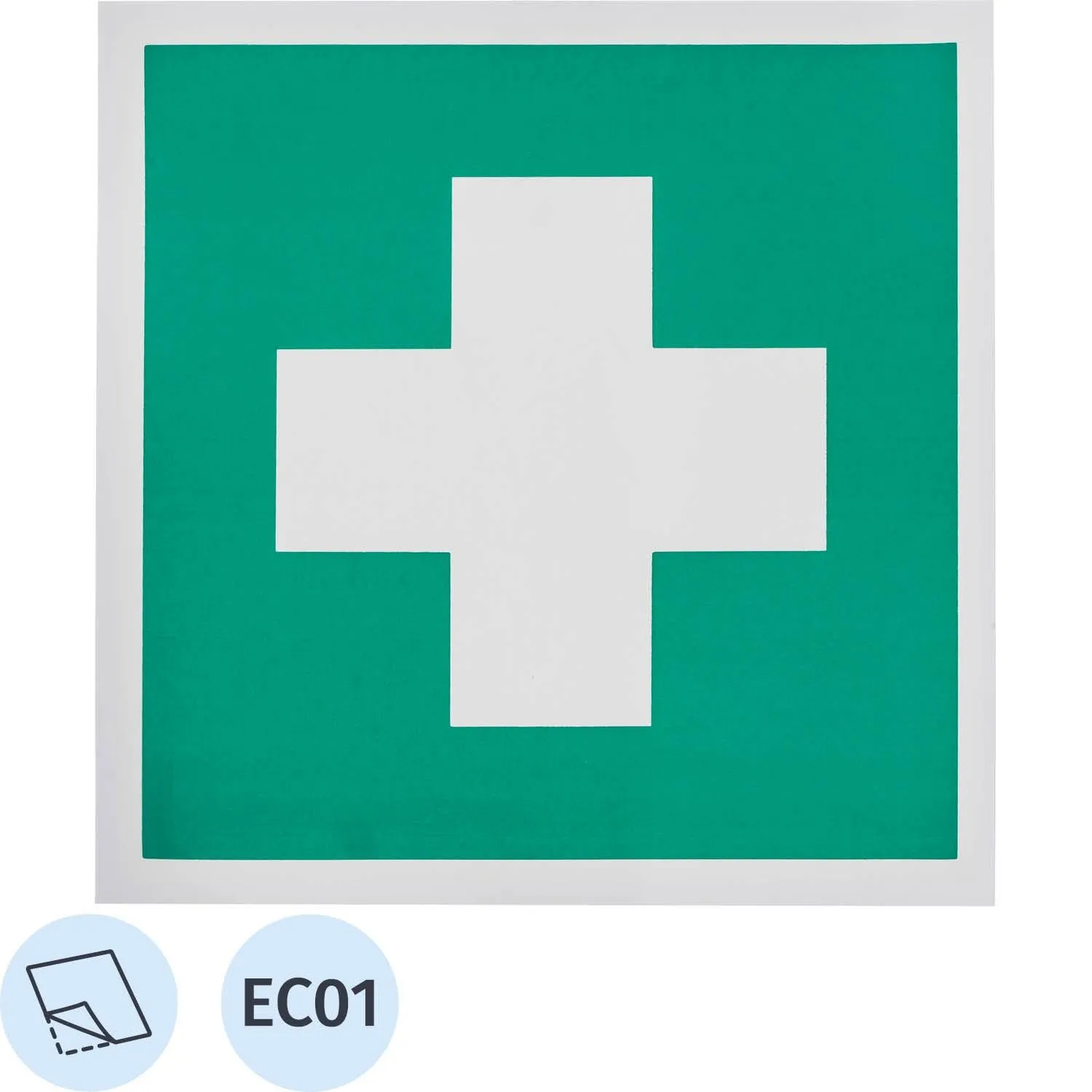 Знак безопасности наклейка Аптечка первой медицинской помощи EC01 200х200 мм плёнка ПВХ (10 штук)