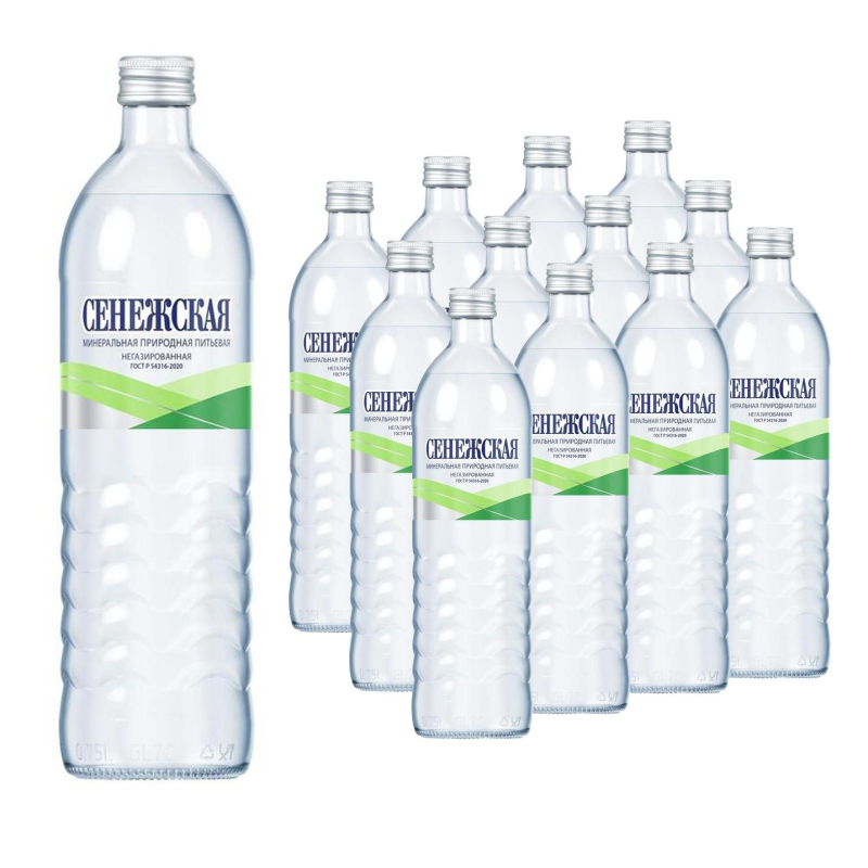 Вода минеральная Сенежская негазированная, 0,75 л, стекло 12 шт/уп