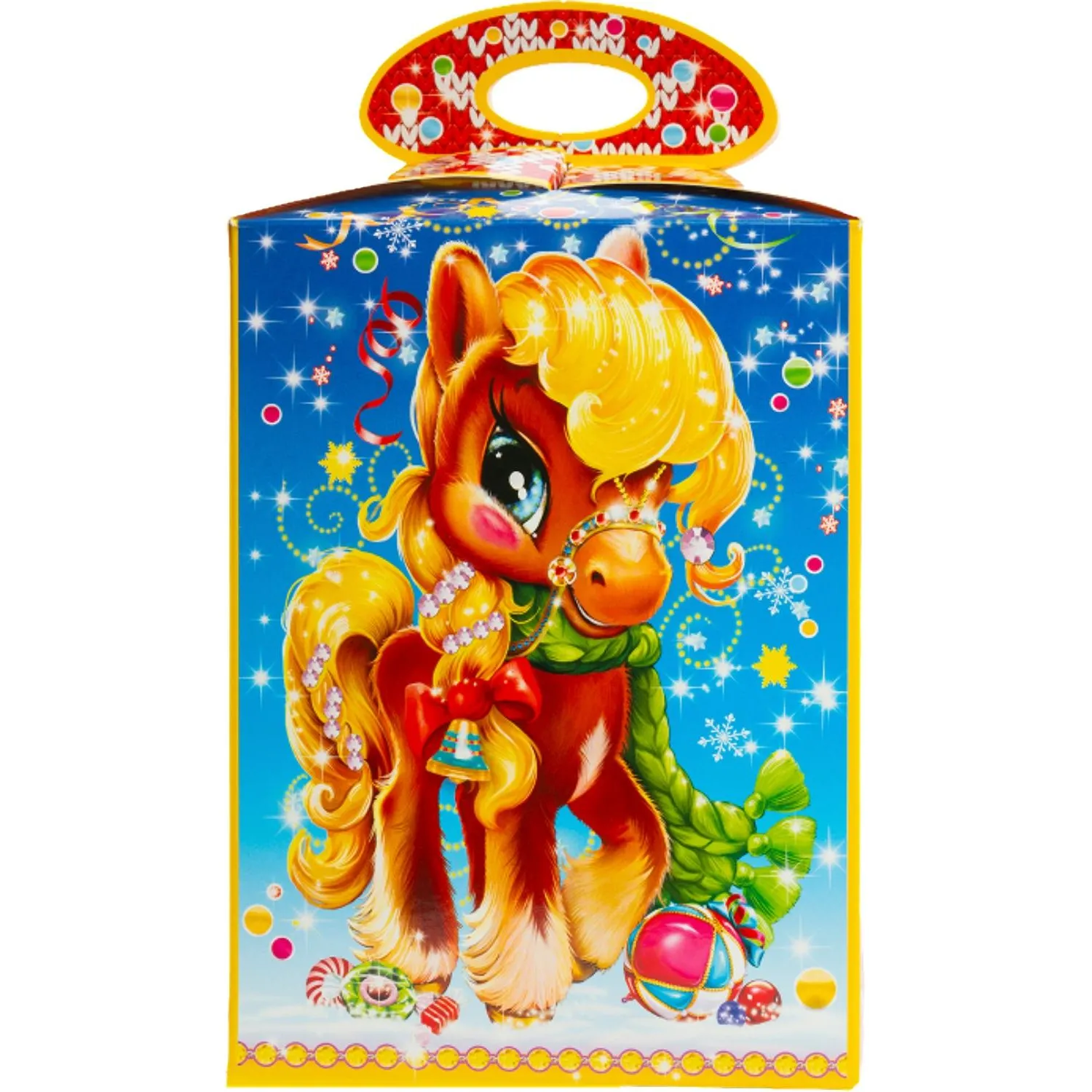 Новогодний сладкий подарок Лошадка красавица Картон 1000 грамм, K016