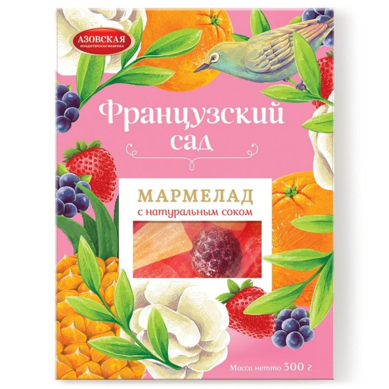 Мармелад желейный Азовская КФ Французский сад, 300г Мармелад желейный Азовская КФ Французский сад, 300г