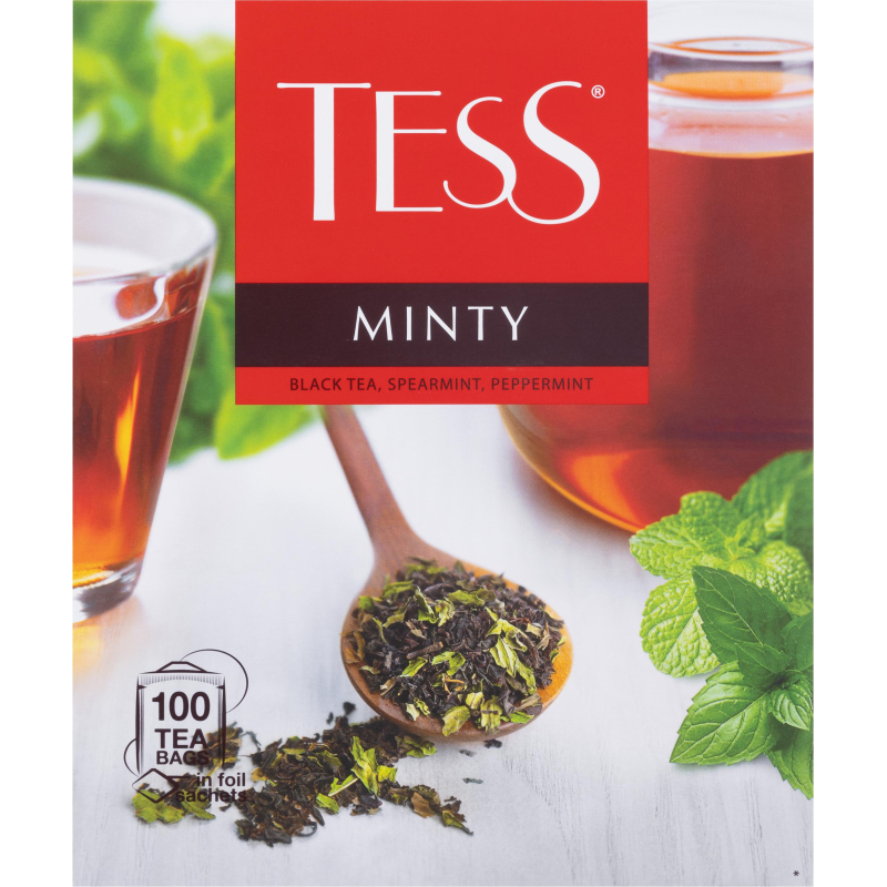 Чай Tess Minty черный с перечной мятой 100 пакетиков