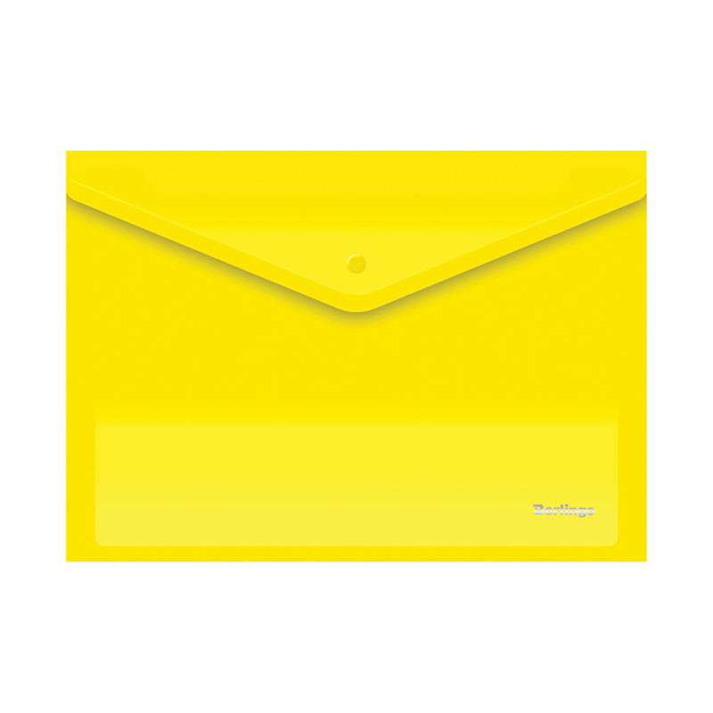 Папка-конверт на кнопке Berlingo, А4, 180мкм, желтая