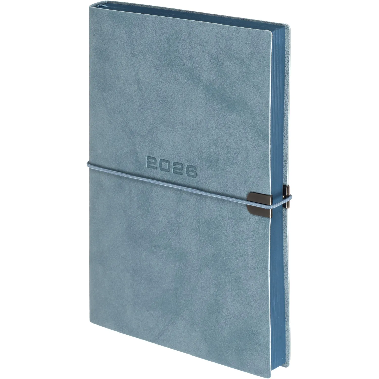 Ежедневник датированный 2026 год Escalada искусственная кожа А5 176 листов голубой с фиксирующей резинкой (голубой обрез), 70277