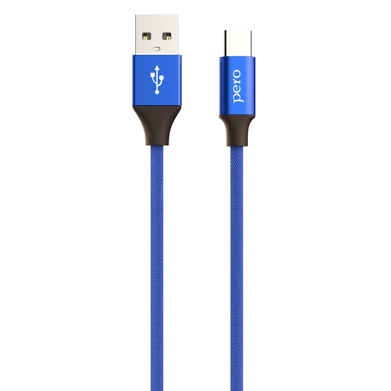 Кабель USB PERO DC-02 Type-C, 2А, 1м, синий