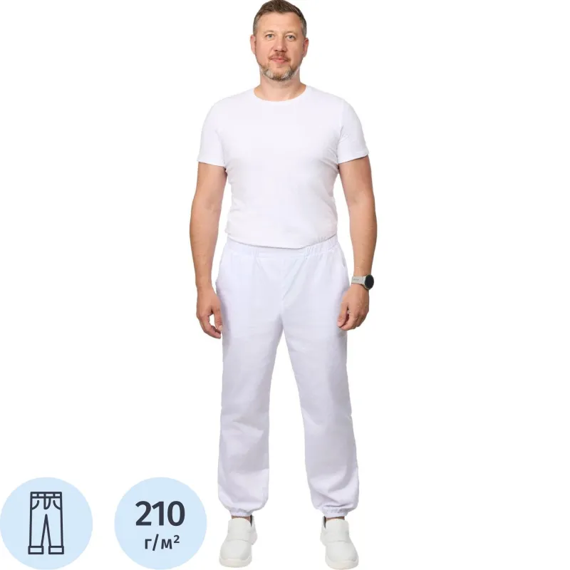 Брюки для пищевого производства ун. у17-БР ХАССП (ср)белые (52-54)182-188