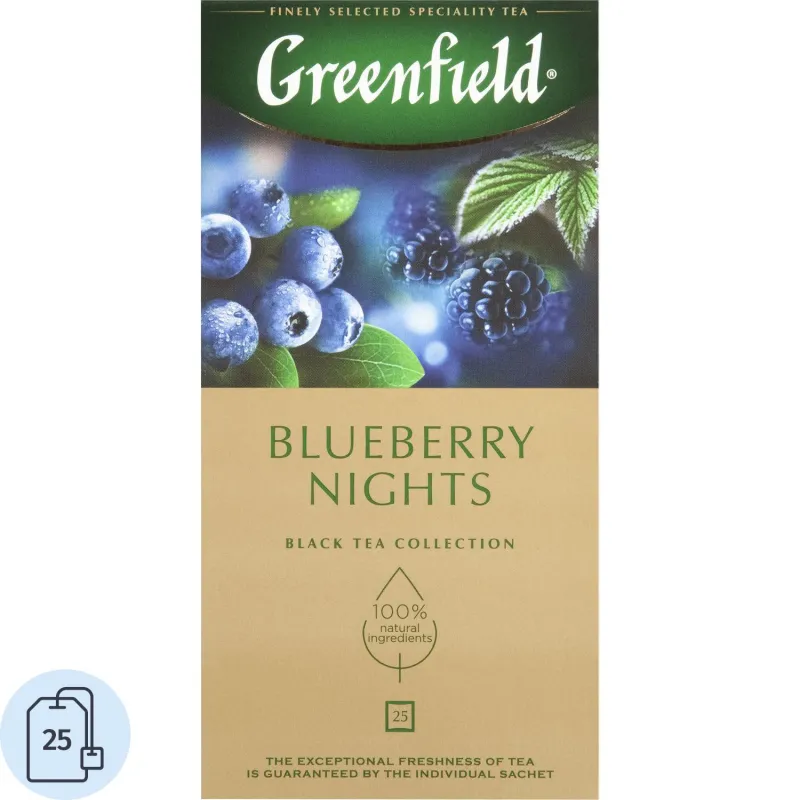 Чай Greenfield Blueberry nights черный со вкусом черники,25пак