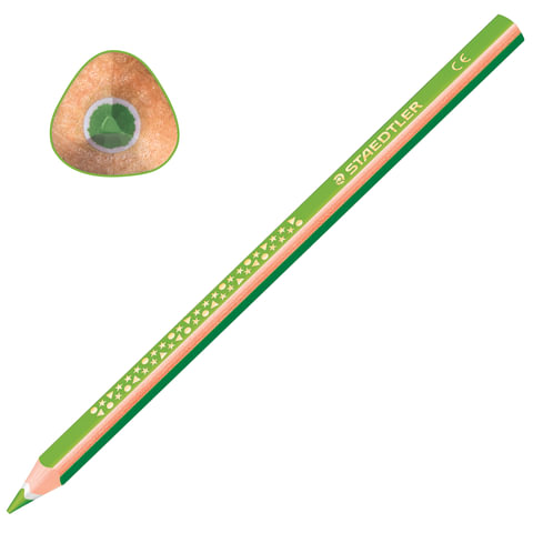 Карандаш цветной утолщенный STAEDTLER "Noris club", 1 шт., трехгранный, грифель 4 мм, салатовый, 128