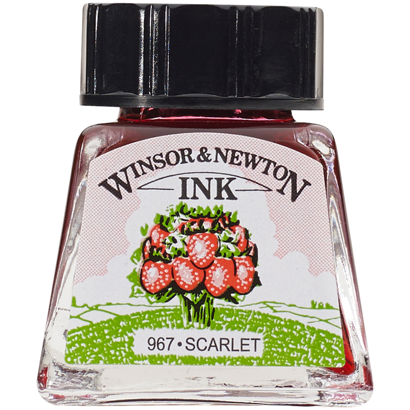 Тушь Winsor&Newton для рисования, алый, стекл. флакон 14мл