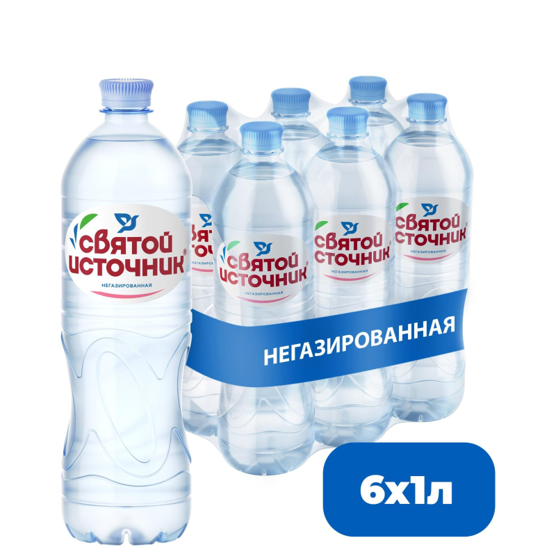 Вода питьевая Святой Источник негазированная 1 л (6 штук в упаковке)