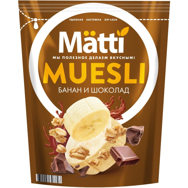 Мюсли   Matti запеченные с бананом и шоколадом, 250г
