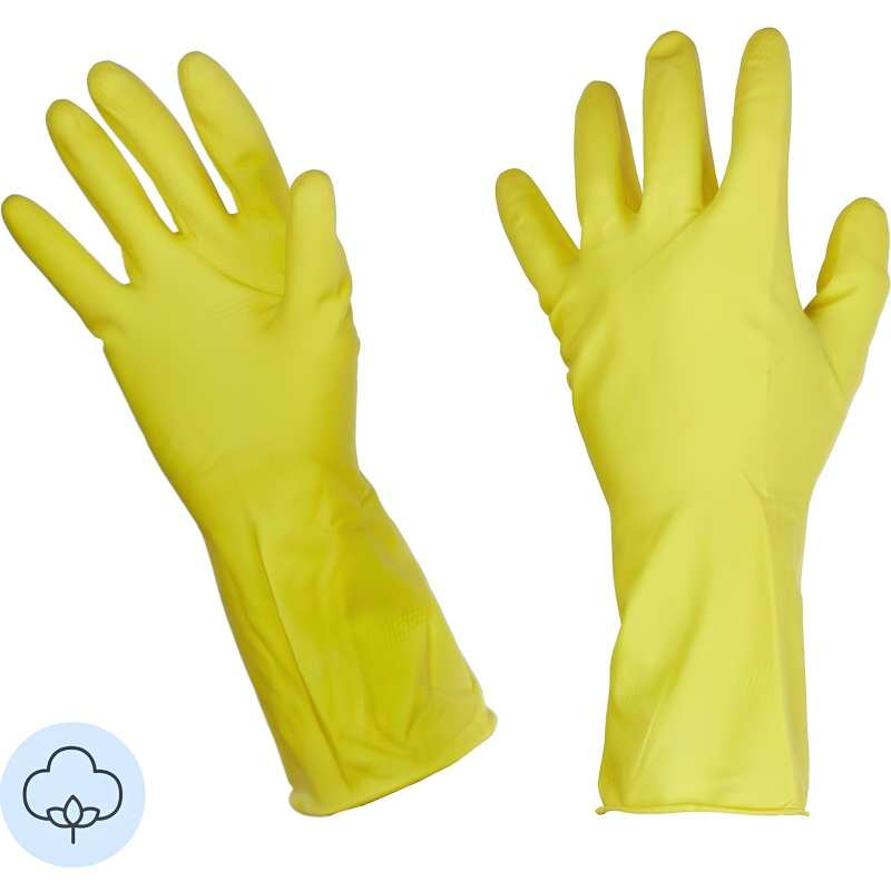 Перчатки латексные Paclan Professional с хлопковым напылением жёлтые (размер XL, 4073284)