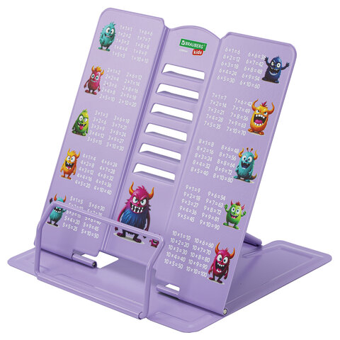 Подставка для книг и учебников большая BRAUBERG KIDS "Monsters" с таблицей умножения, регулируемый угол наклона, металлическая, 23