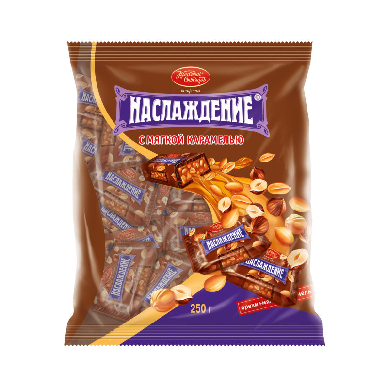 Конфеты шоколадные Наслаждение с мягкой карамелью, 250г
