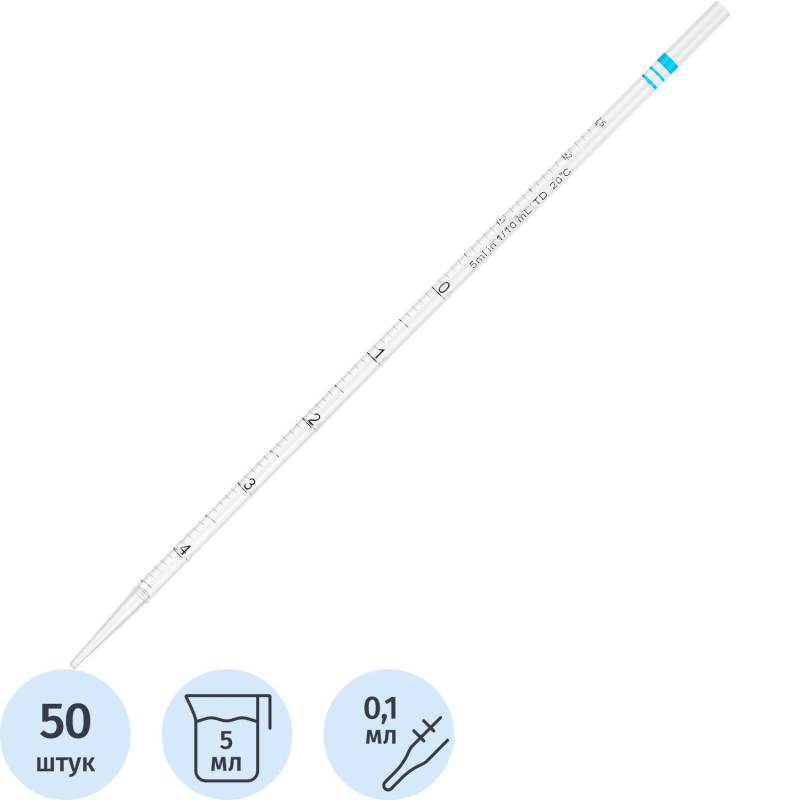 Пипетка серологическая 5 мл.,стерильная,инд.уп.,уп/50 шт 11000911