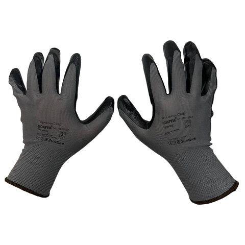 Перчатки нейлоновые SCAFFA Старт, нитриловое покрытие (облив), р. 9, L, шк 1030, 00-01018559