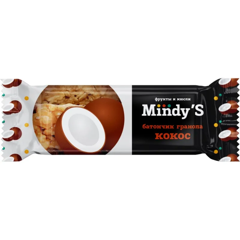 Батончик мюсли Mindy's с кокосом 35 г (30 штук в упаковке)