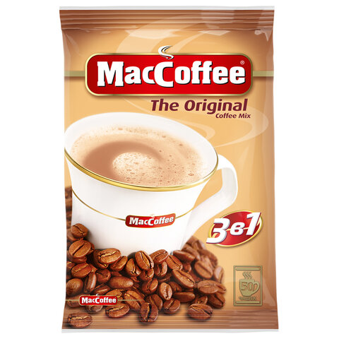 Кофе растворимый MacCoffee "3в1 Оригинал", КОМПЛЕКТ 50 пакетиков по 20 г