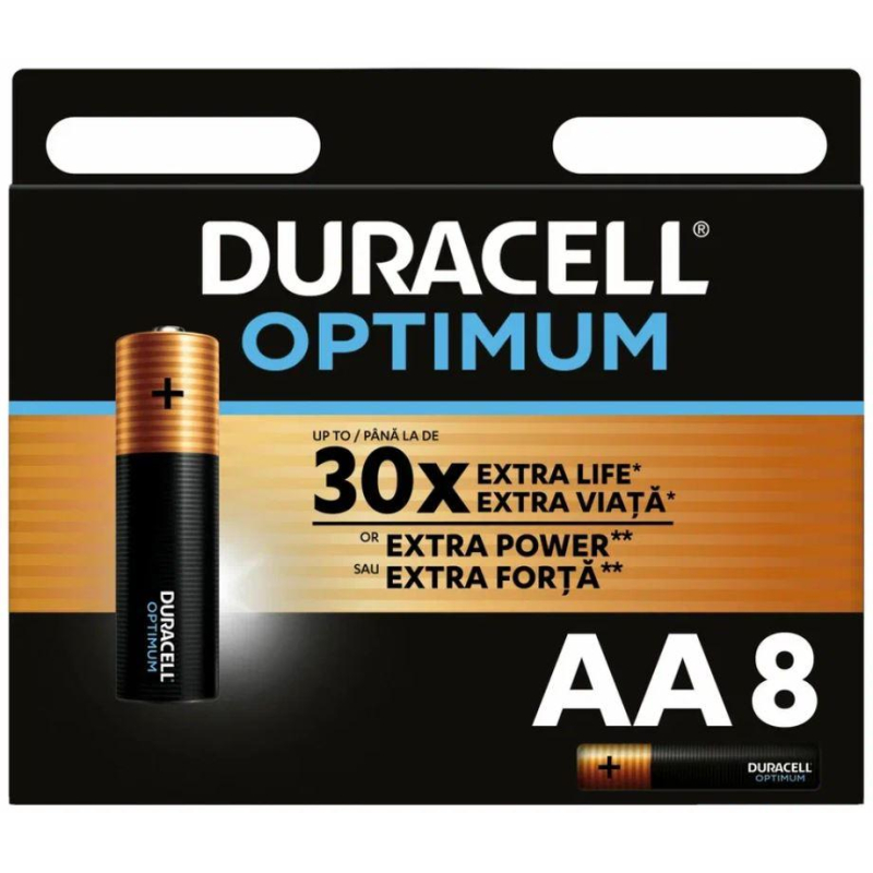 Батарейка AA пальчиковая Duracell Optimum (8 штук в упаковке)