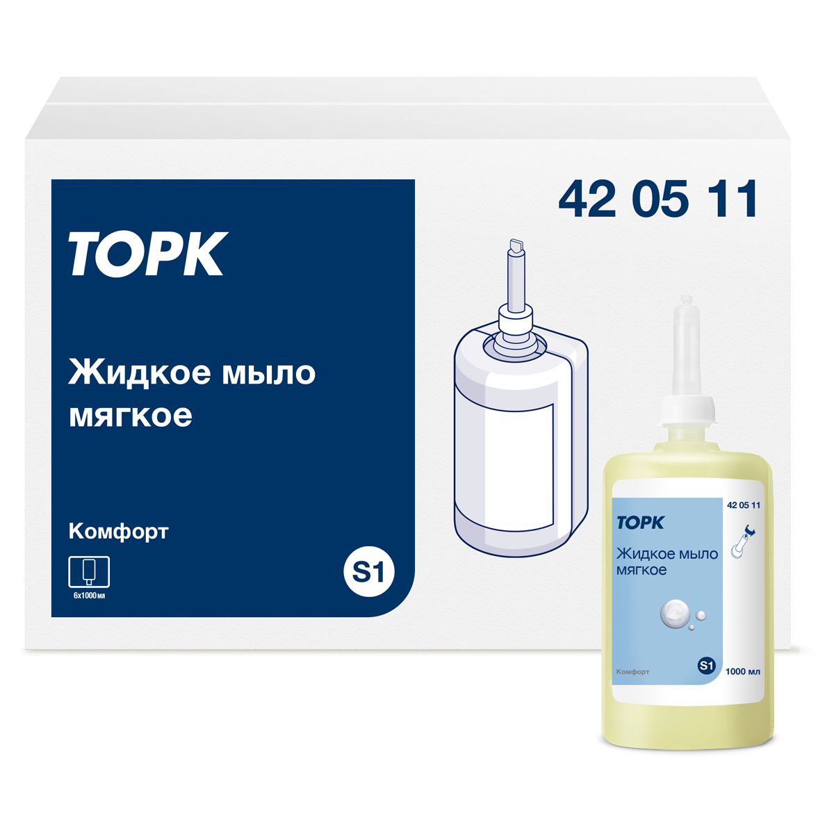 Картридж с жидким мылом Tork "Advanced"(S1), (для кода 128245, 221680, 217706), 1л, мягкое