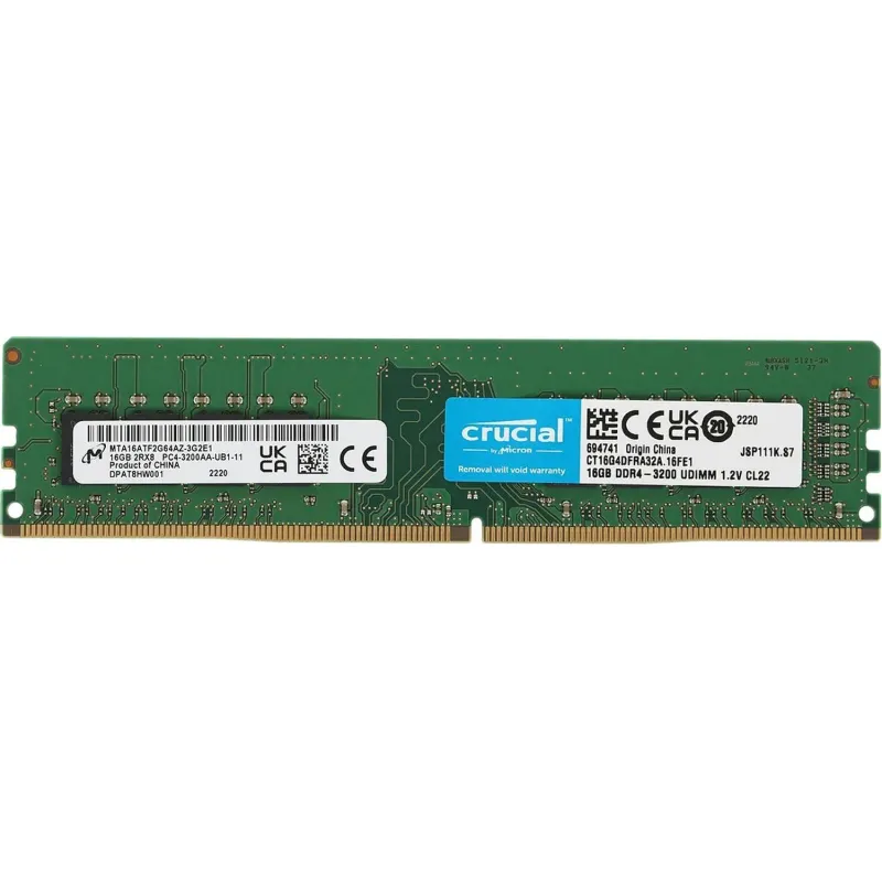 Модуль памяти Crucial DDR4 16GB 3200MHz UDIMM CL22 1.2V(CT16G4DFRA32A)