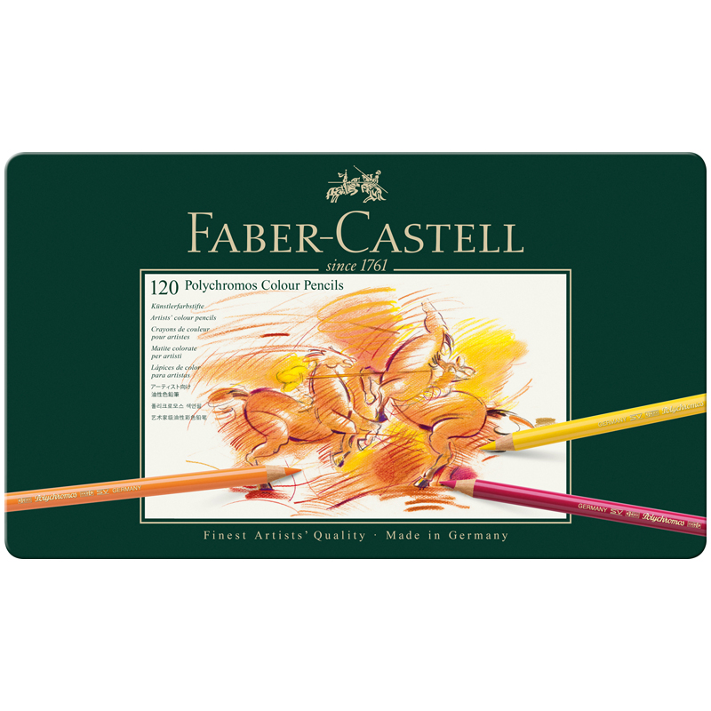 Карандаши цветные художественные Faber-Castell "Polychromos" 120цв., заточен., метал. коробка