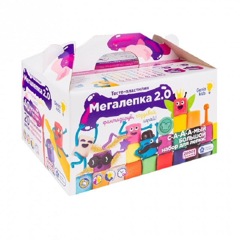 Набор для лепки, тесто-пластелин GenioKids Мегалепка40штх50г20цв,акс.TA2010