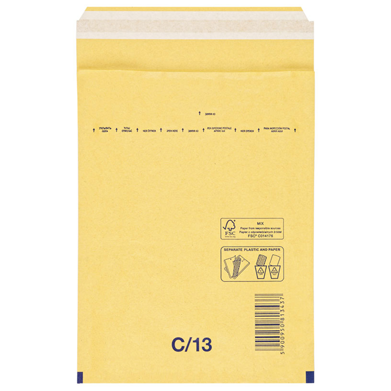 Пакет почтовый Курт и К, 170*225мм, коричневый крафт, пузыр. пленка, отр. лента