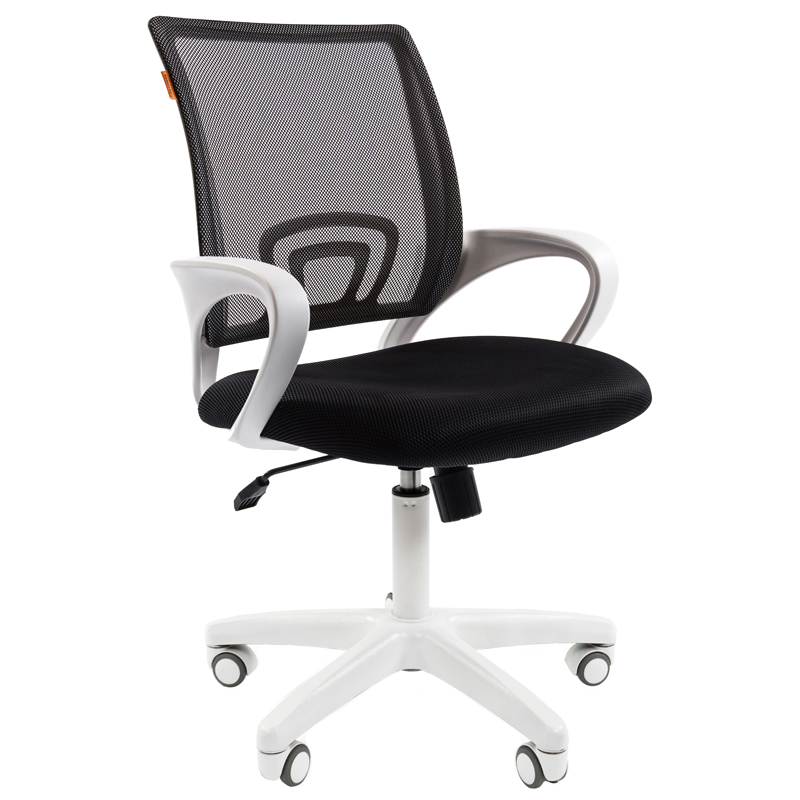 Кресло оператора Chairman 696 white, ткань черная/сетка черная, механизм качания, белый пластик