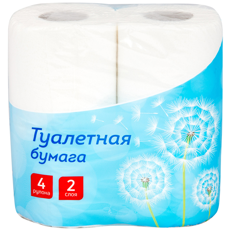 Бумага туалетная OfficeClean 2-х слойн., 4шт., тиснение, белая