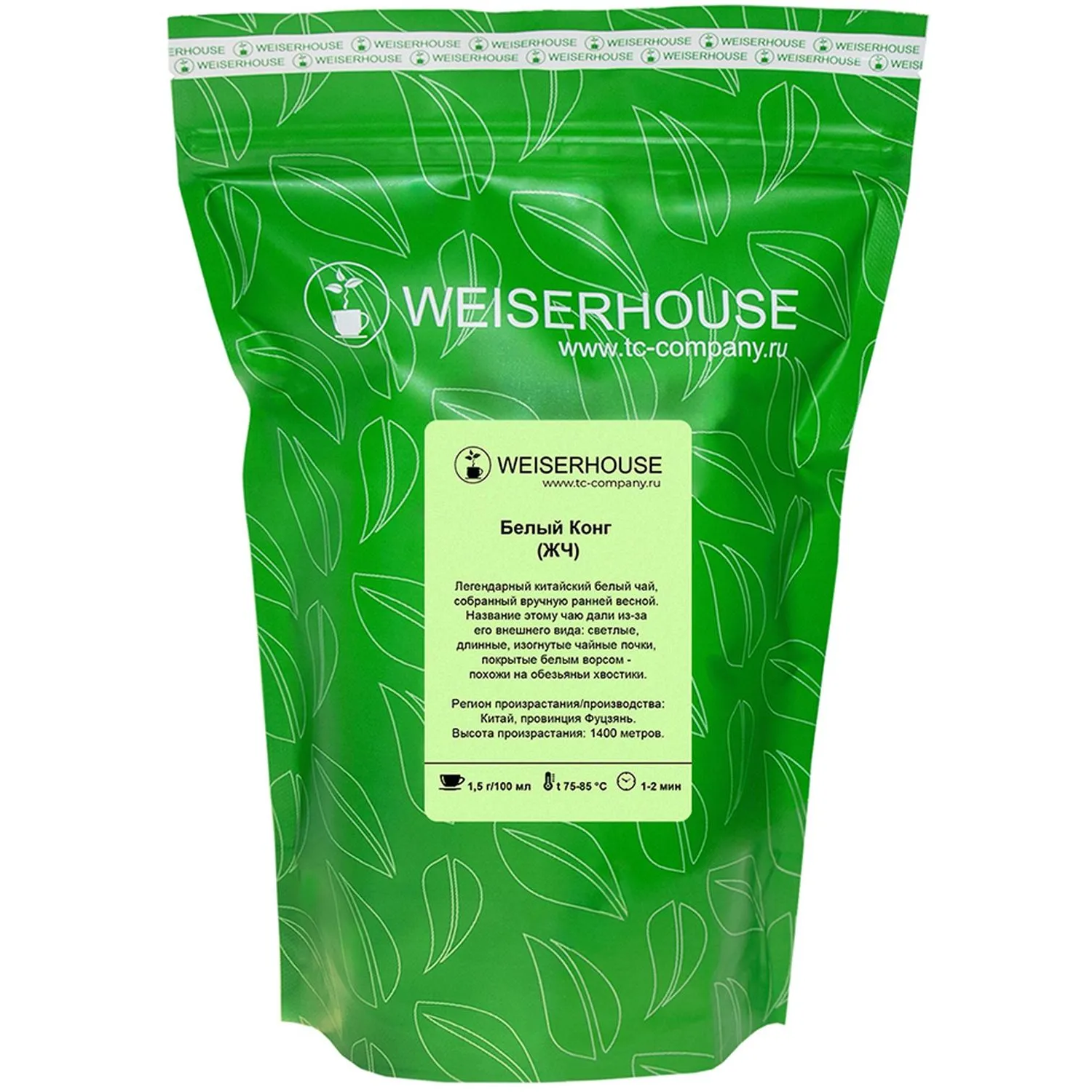 Чай листовой зелёный Weiserhouse Белый Конг 100 г