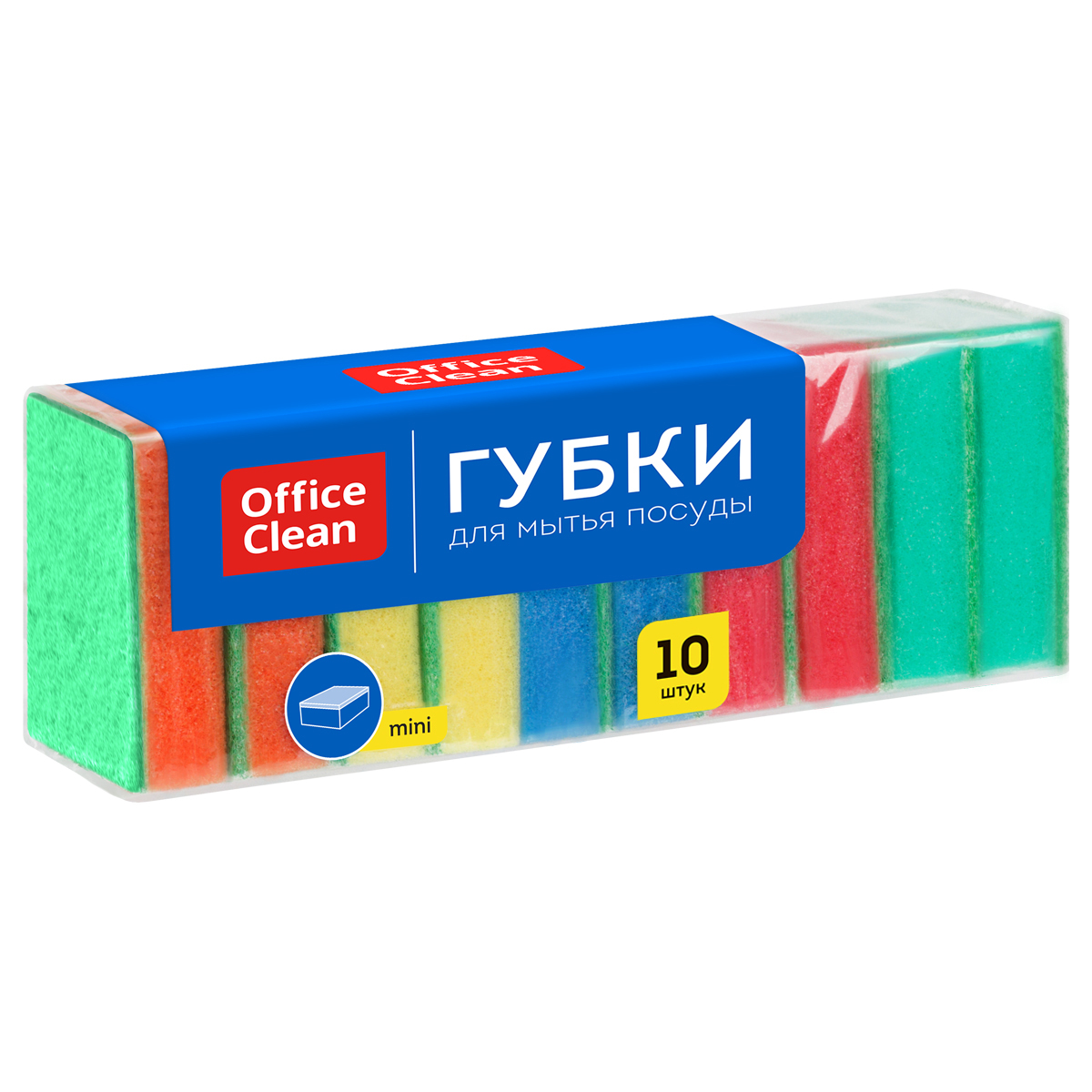 Губки для посуды OfficeClean, поролон с абразивным слоем, 80*53*26мм, 10шт.