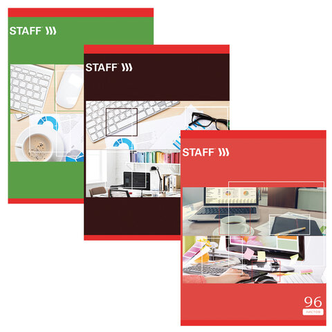 Тетрадь А4, 96 л., STAFF Basic скоба, клетка, офсет №2 ЭКОНОМ, обложка картон, "ОФИСНАЯ КЛАССИКА", 4