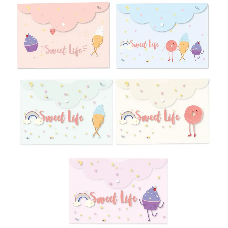 Папка-конверт на кнопке Attache Selection Sweet life 325x215 мм 200 мкм (5 штук в упаковке)