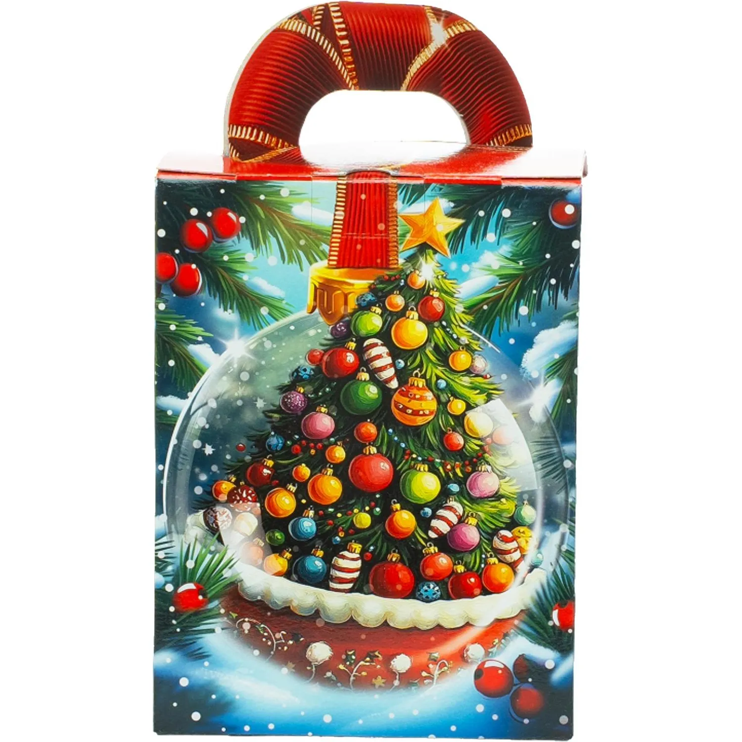 Новогодний сладкий подарок Ёлочные игрушки Картон 500 грамм, K059