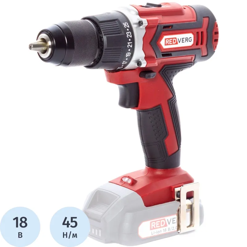 Дрель-шуруповерт аккум. REDVERG 18В, Li-lon, без АКБ (RD-S18C/U)