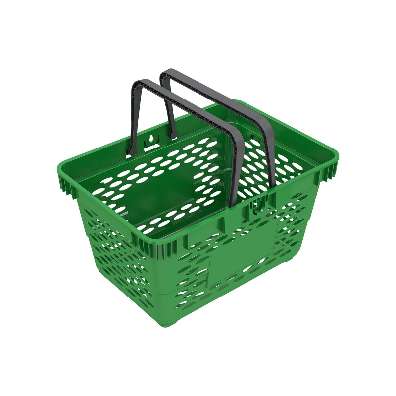 Корзина покупательская EVR_CLASSIC пластик зеленый 20 л 2 ручки 5 шт/уп