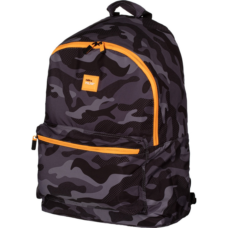 Рюкзак школьный Black Camouflage 41х30х18 см, черно-оранжевый, 624605BM
