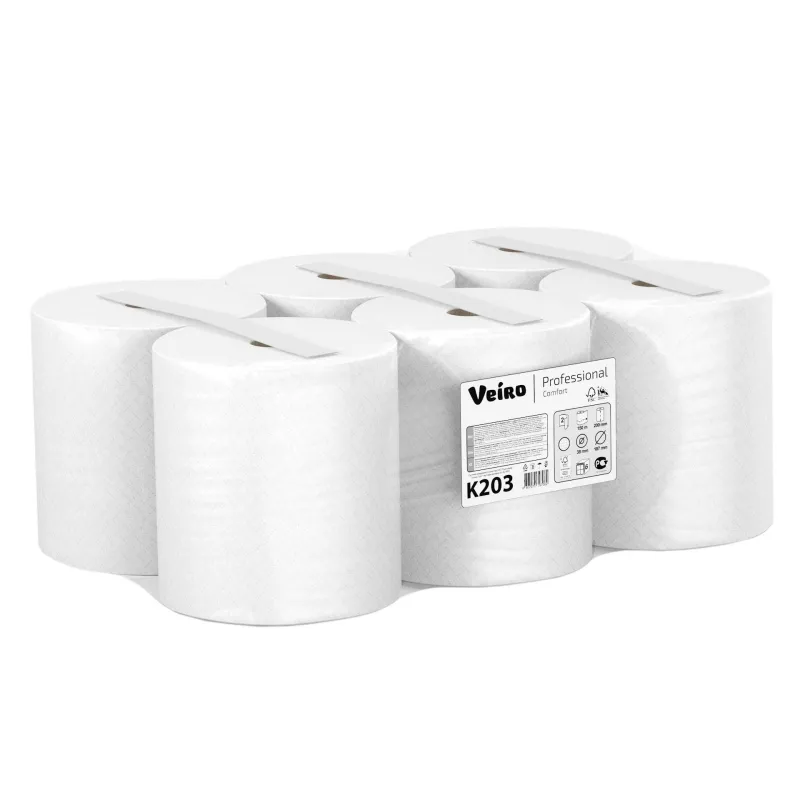 Полотенца бумажные в рулонах Veiro Comfort H1 2-слойные 6 рулонов по 150 м