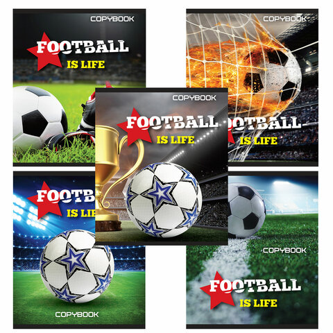 Тетрадь А5, 48 л., BRAUBERG, клетка, выборочный лак, МИРОВОЙ ФУТБОЛ, 402815