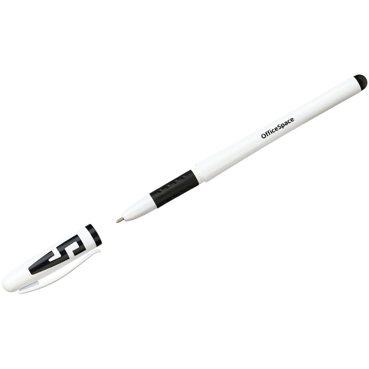 Ручка гелевая OfficeSpace черная, 1,0мм, грип, игольчатый стержень