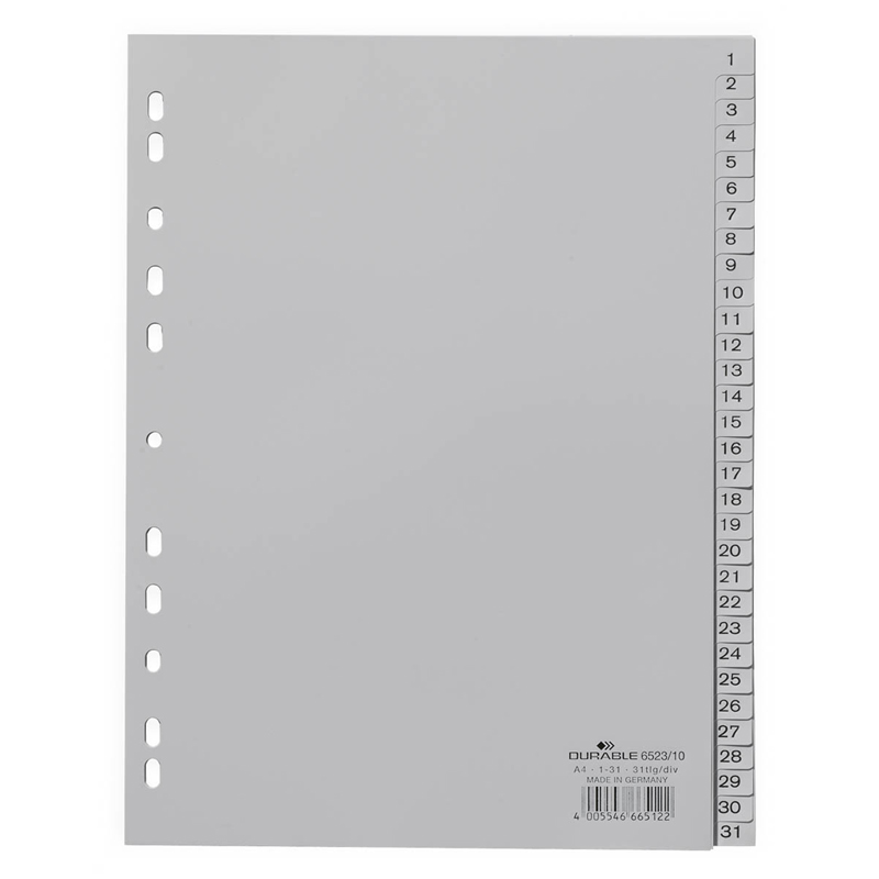 Разделитель листов Durable А4, 31 лист, цифровой 1-31, пластиковый