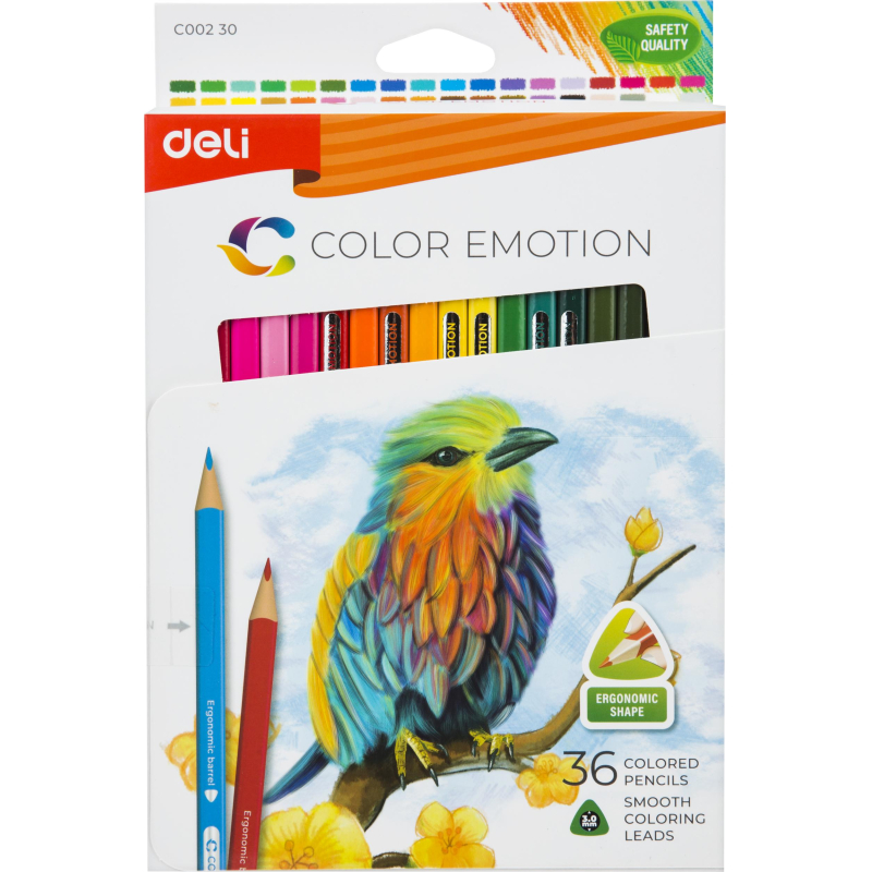 Карандаши цветные Deli Color Emotion EC00230 3-гран. липа 36цв/наб