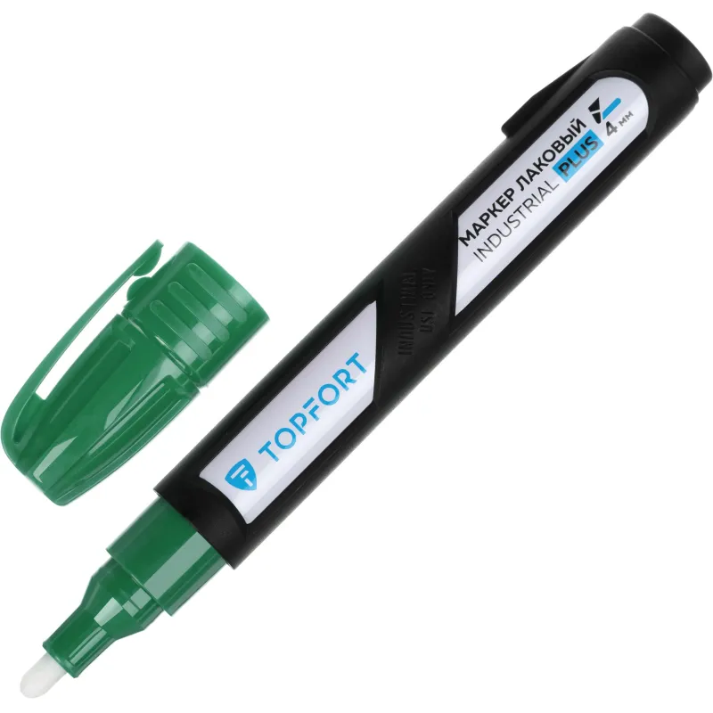 Маркер лаковый TOPFORT Industrial Plus 4 мм зеленый