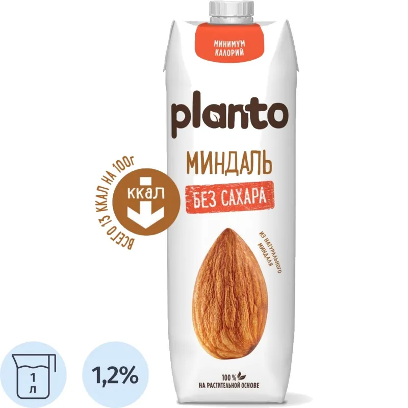 Напиток растительный Planto миндальный без сахара 1.2% 1 л
